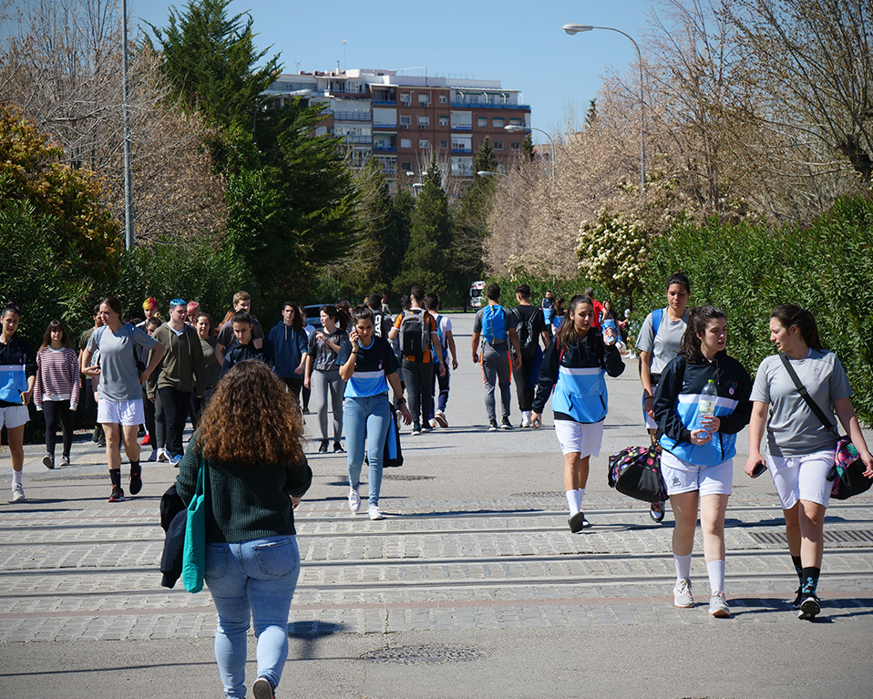 Estudiantes caminando por los paseillos universitarios