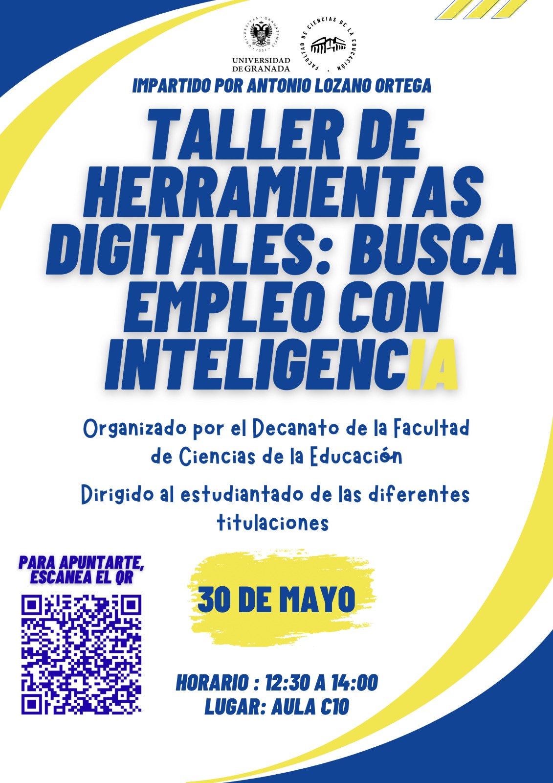 Cartel con los datos del taller