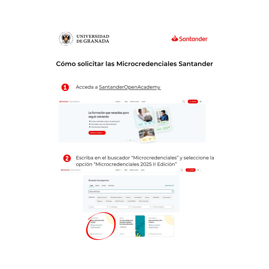 Microcredenciales Santander Guía del procedimiento en imágen