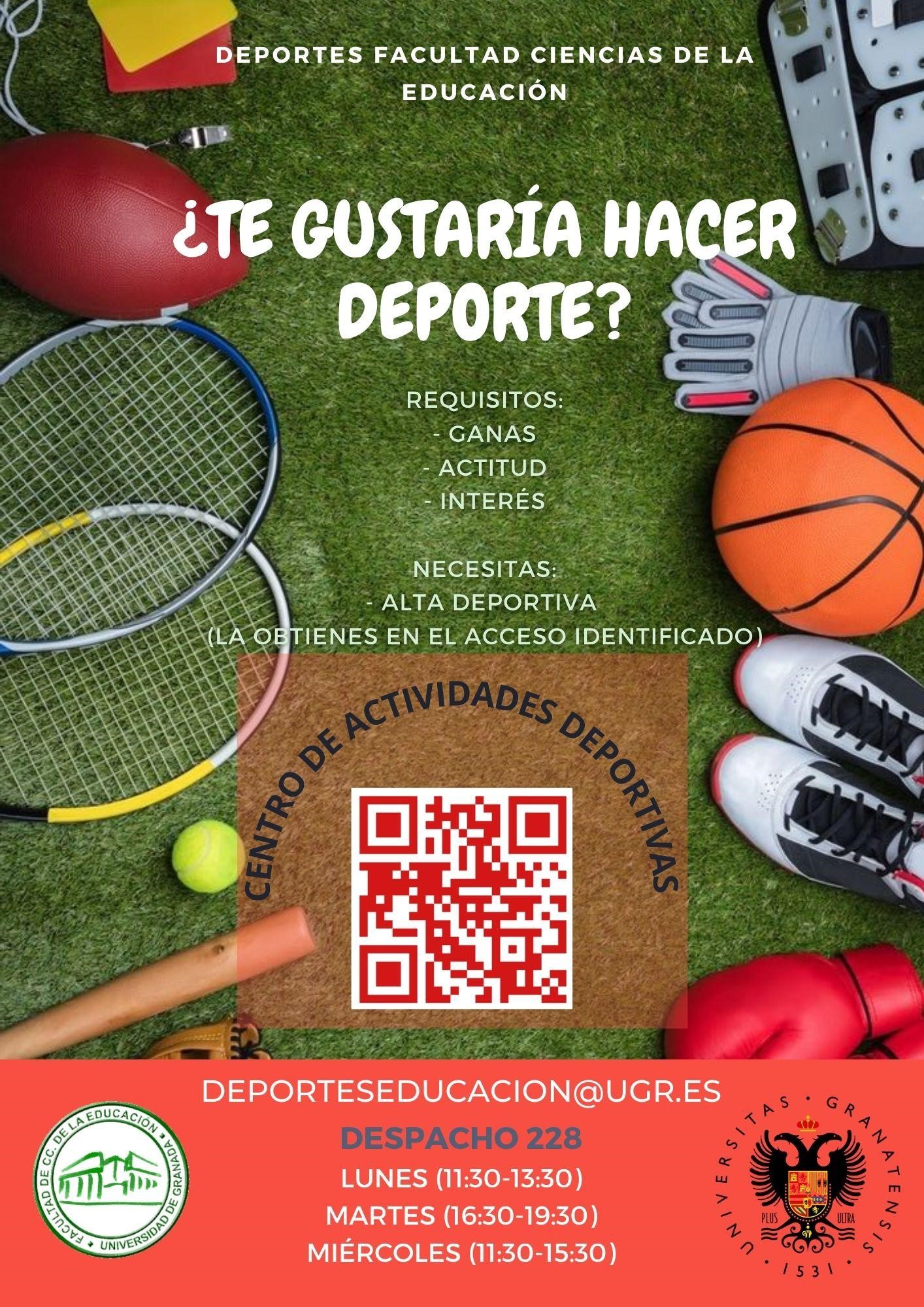cartel horario requisitos cesped balones material deportivo raqueta tarjetas protectores guantes zapatillas bate silbato CódigoQR
