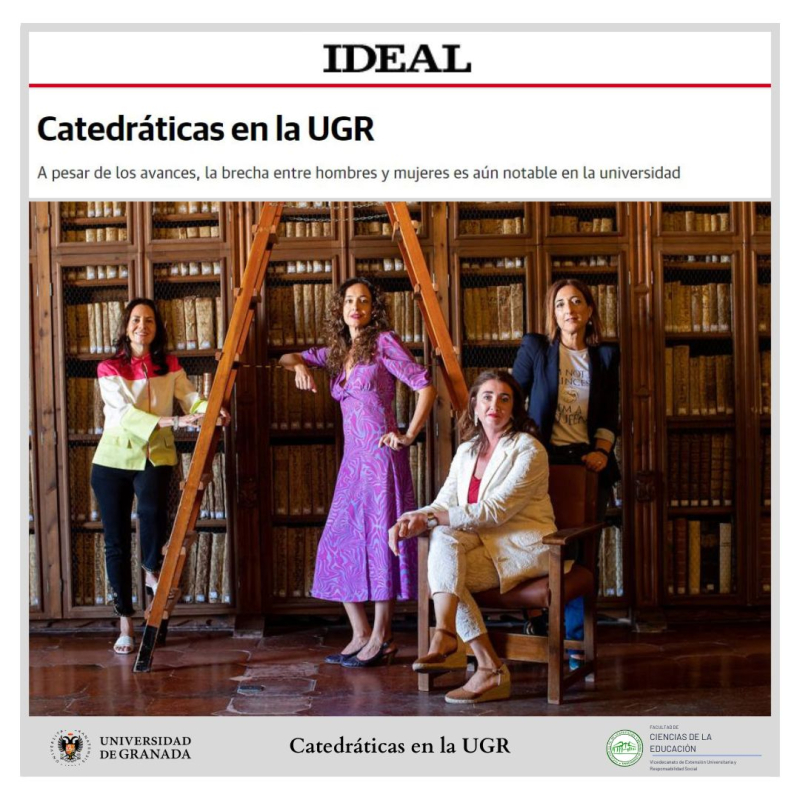 Catedráticas en la UGR mujeres catedraticas escaleras libros biblioteca