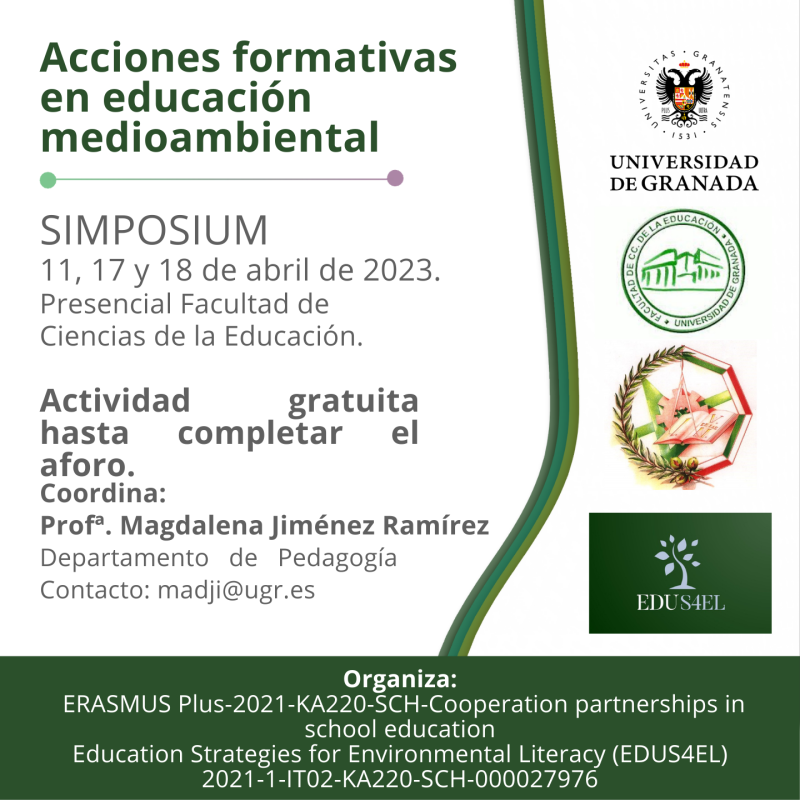 Acciones formativas de educación medioambiental Simposio cartel logotipo