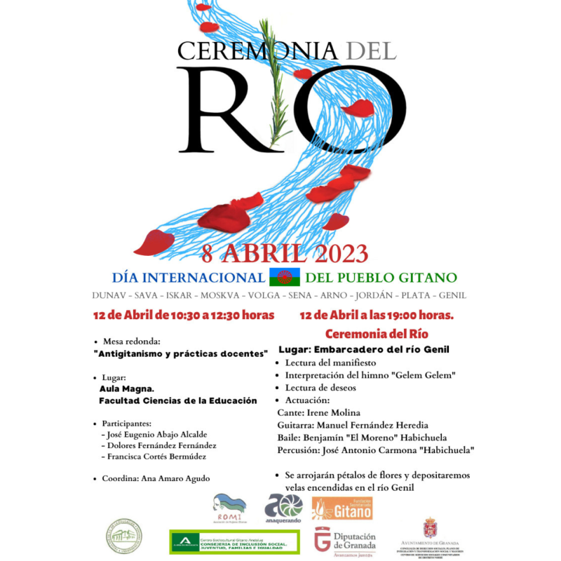 Ceremonia del río Río petalos cartel dibujo