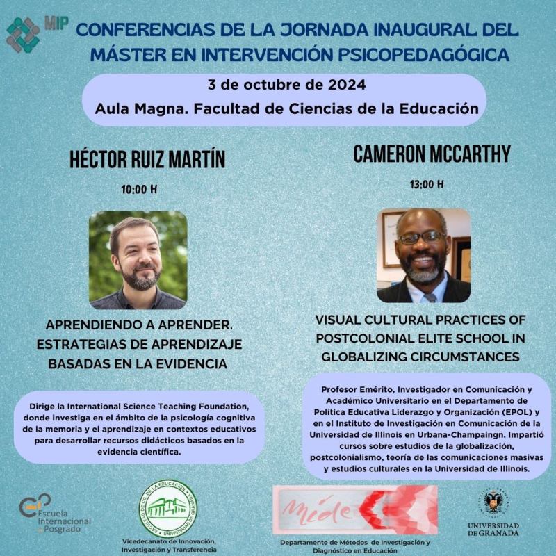 Conferencias de la Jornada Inaugural del Máster en Intervención Psicopedagógica Cartel confeencias
