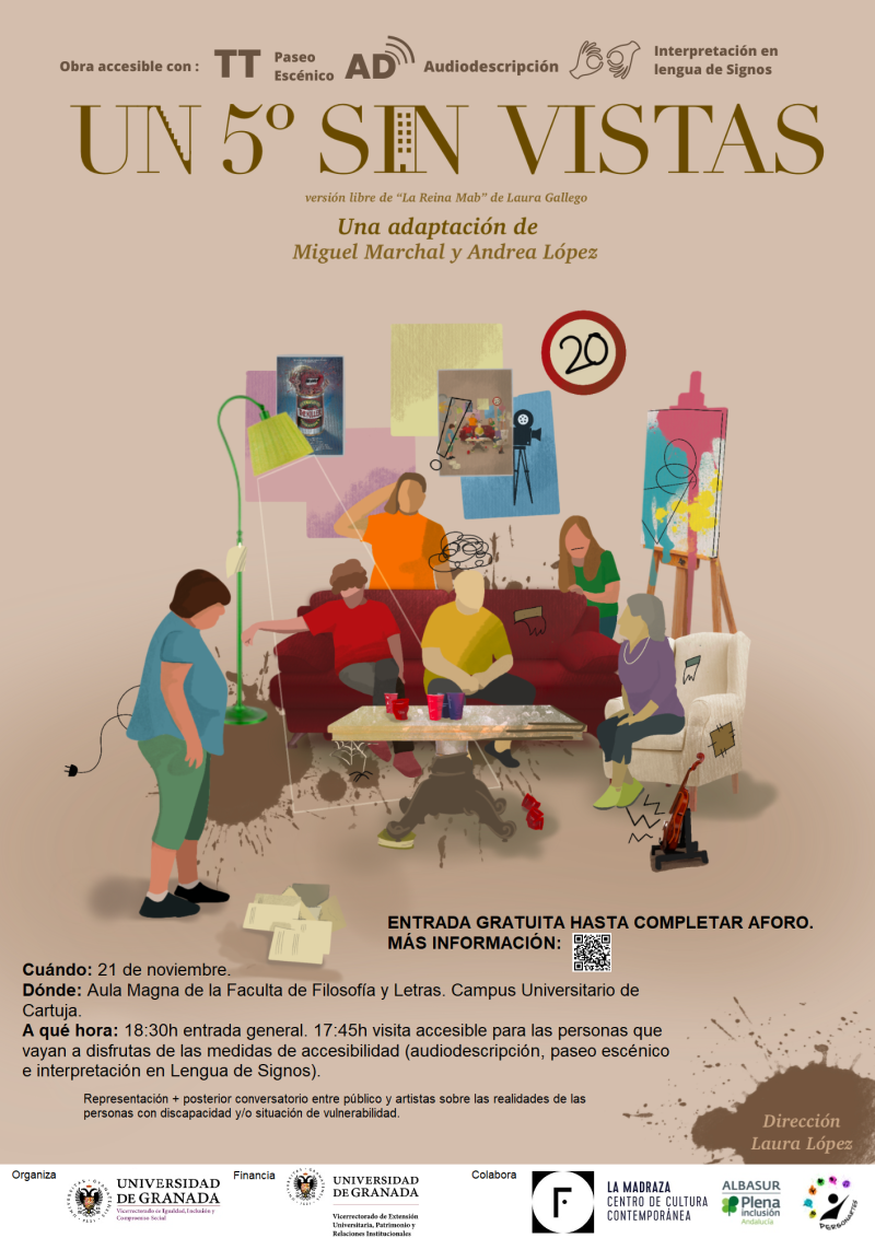 obra de teatro accesible e inclusiva "Un 5º sin vistas" Cartel de la actividad