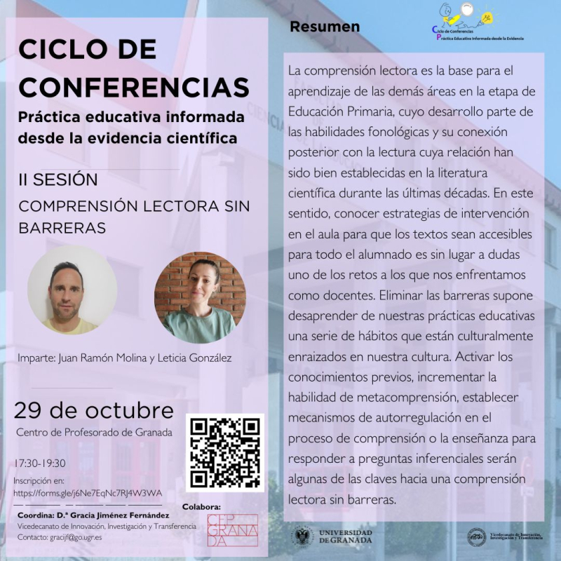 Ciclo de Conferencias "Práctica Educativa Informada desde la Evidencia Científica" Cartel de la actividad