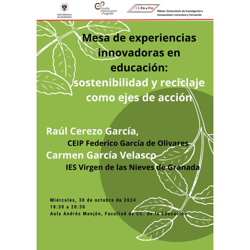 Mesa de experiencias innovadoras en educación: sostenibilidad y reciclaje como ejes de acción Cartel de la actividad
