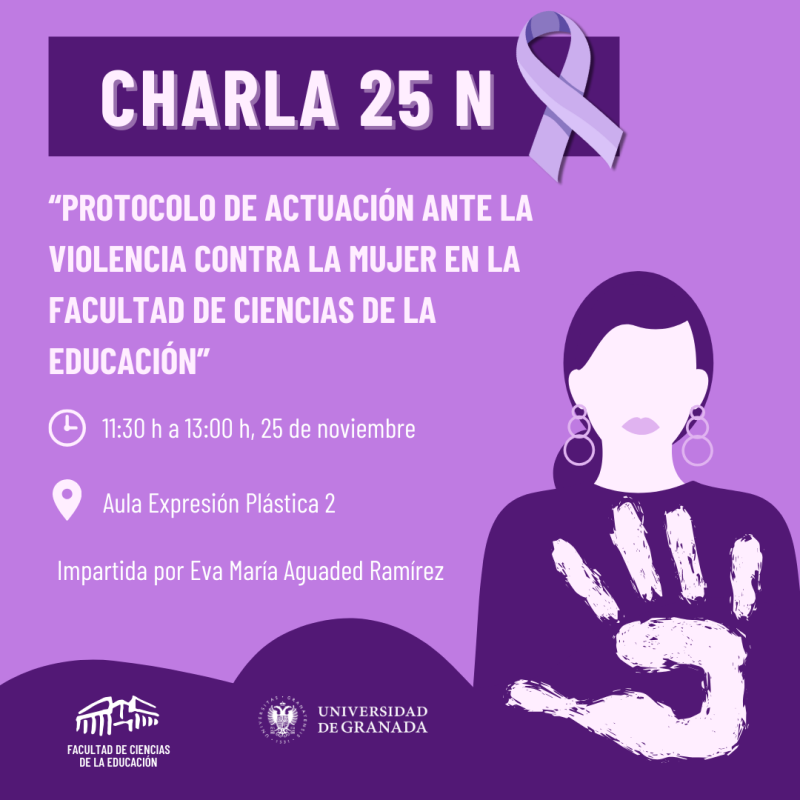 Protocolo de actuación ante la violencia contra la mujer en la Facultad de Ciencias de la Educación Cartel de la charla