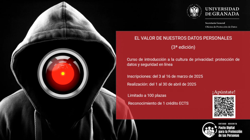 Curso: EL VALOR DE NUESTROS DATOS PERSONALES. 3ª ed. Cartel del curso
