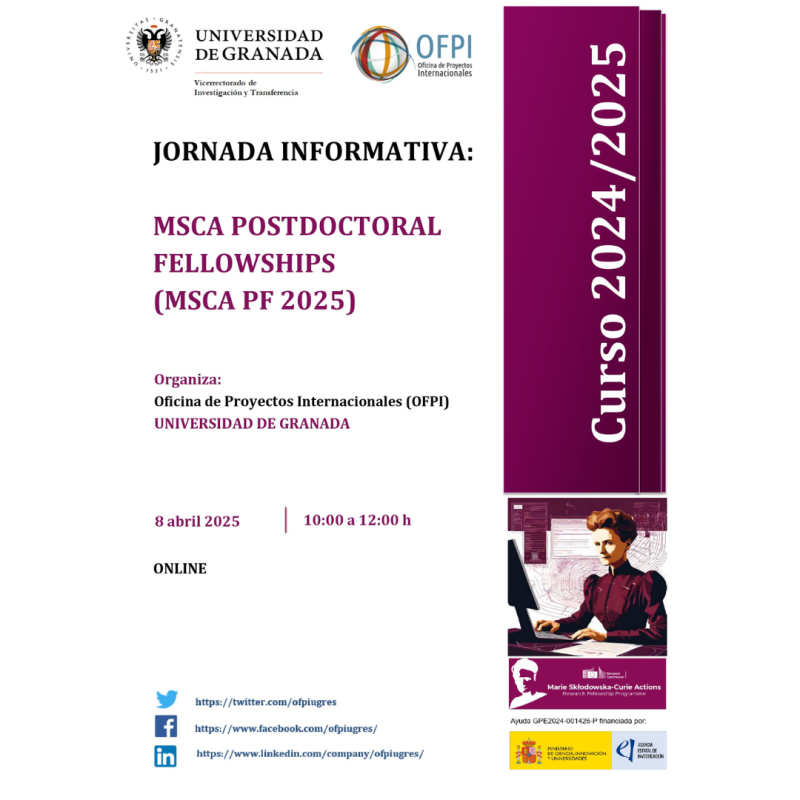 Beca MSCA Postdoctoral Fellowship (MSCA PF 2025) Infografía Beca MSCA Postdoctoral Fellowship (MSCA PF 2025)