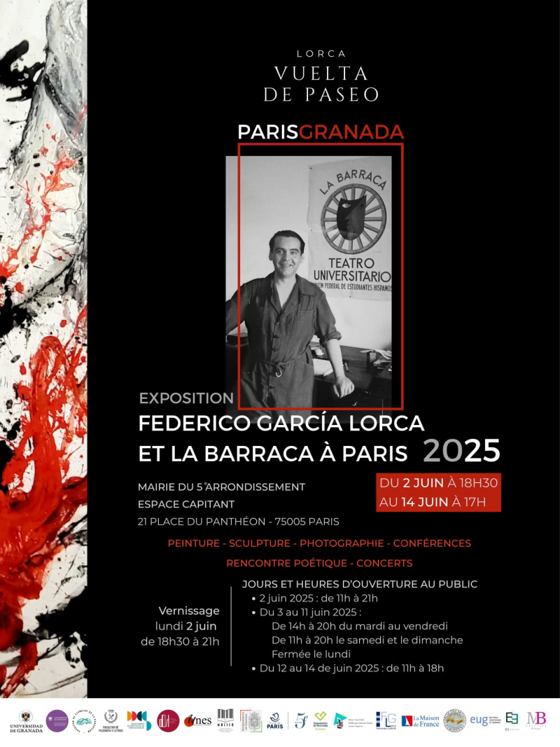 Exposición “Federico García Lorca y La Barraca en París” Cartel con los datos de la exposición