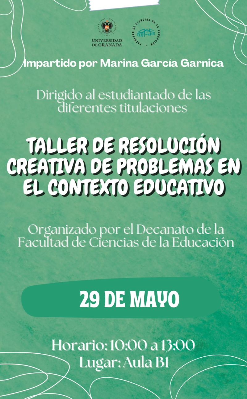 Taller 4. Taller de resolución creativa de problemas en el contexto educativo. Infografía con los datos del taller